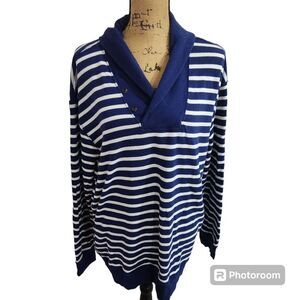Polo Ralph Lauren V Neck Sweater Women XLT Beachy Coastal Nautical Preppy Resort
